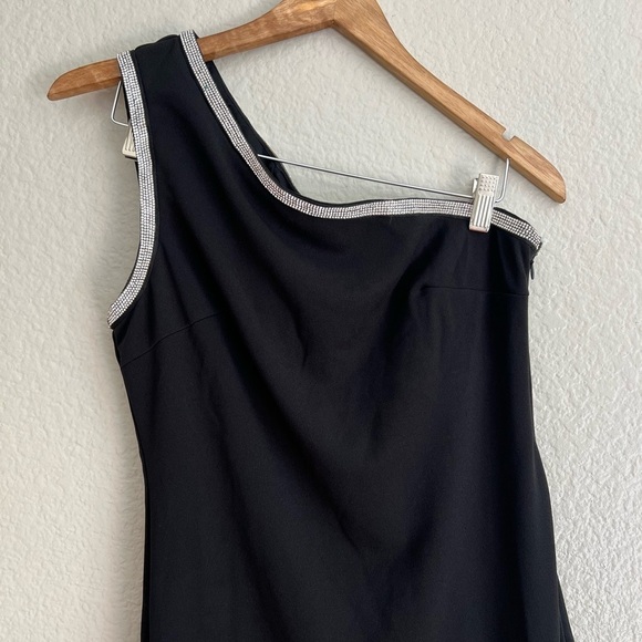 Glamorous Muse Black Rhinestone One-Shoulder Maxi Dress - Picture 4 of 8